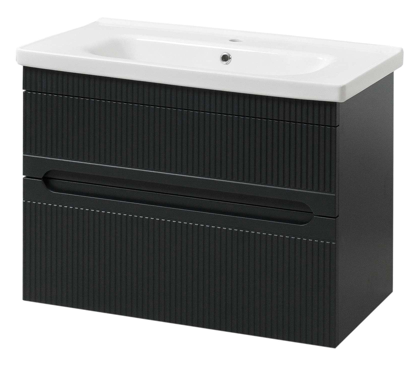 Тумба підвісна ЮВВІС Aria ТПБ-2 Д 65 см Антрацит матовий/умивальник Fenova 65 см з 3 D ефектом