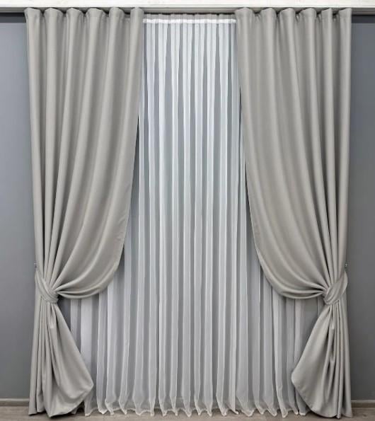 Комплект штор шенил 1,5х2,7 м 2 шт. Пепельный (1690ш 33-0585)
