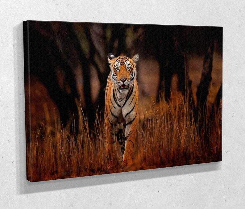 Картина для интерьера Тигр в траве 120x80 см (710)