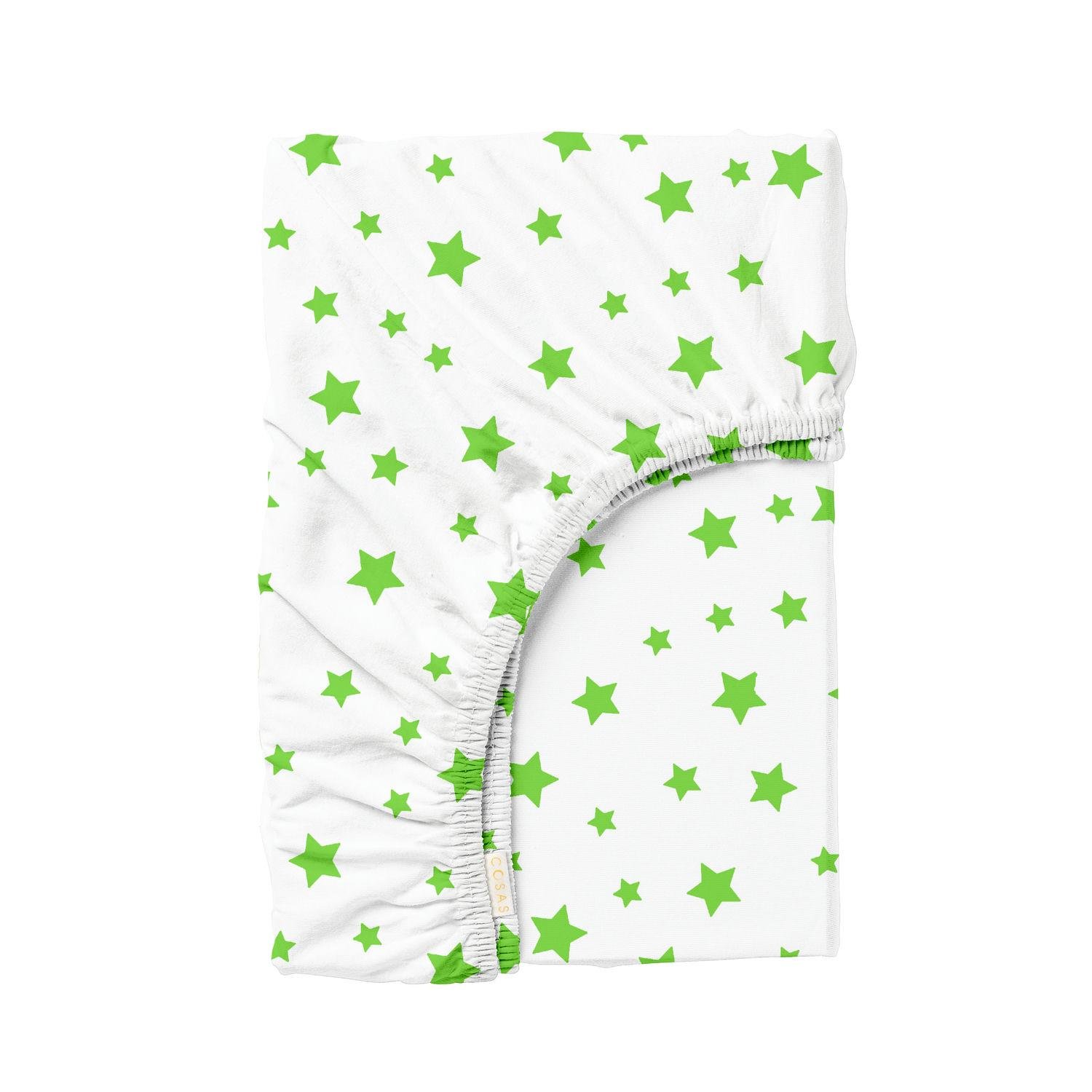 Простынь Cosas на резинке в детскую кроватку 60x120 см Green Stars (4822052146613)