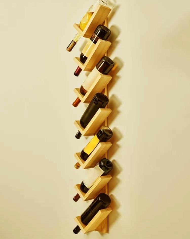 Полка для вина настенная из дерева Хатиро 7 Карри (ПНК-720903)