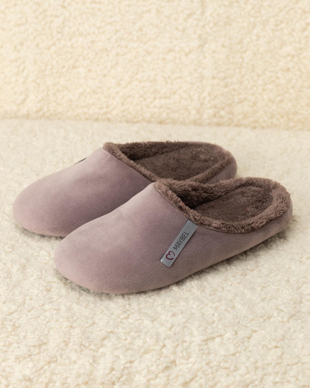 Тапочки домашние велюровые утепленные закрытые Мокко/Шоколад (2169043146)