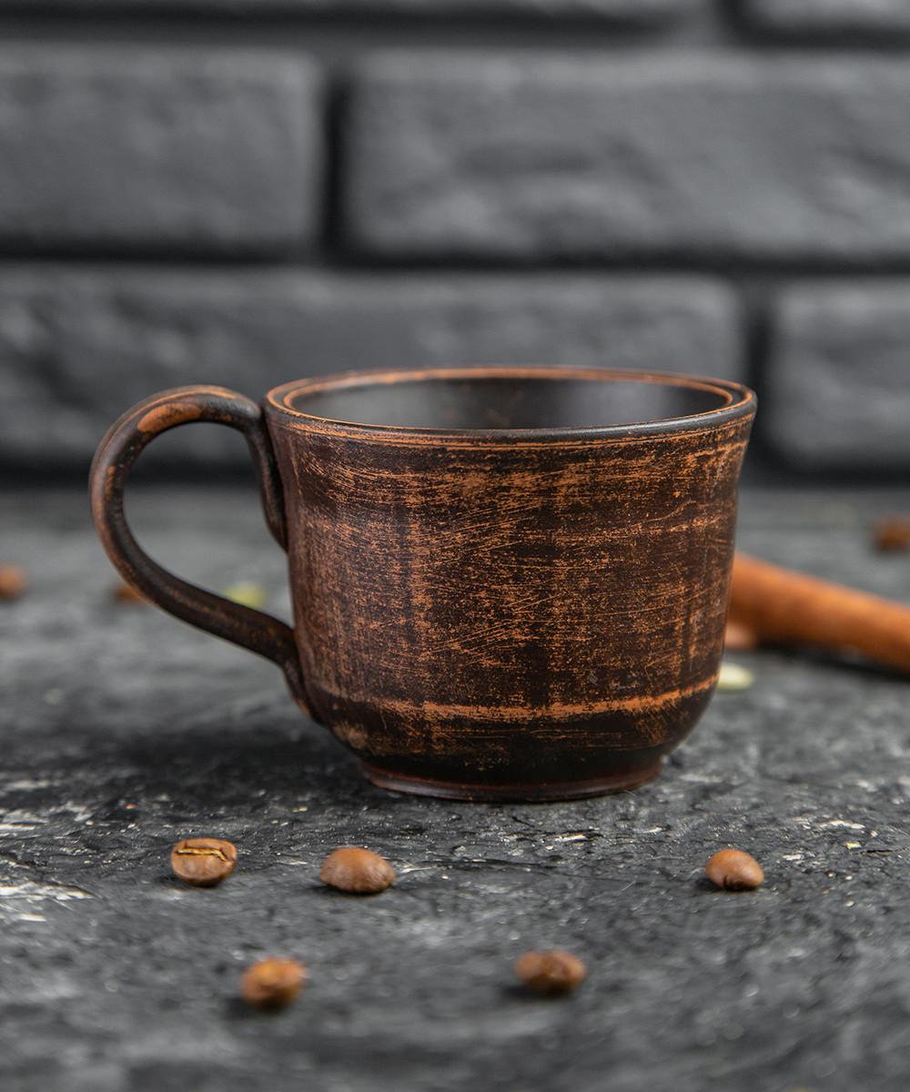 Чашка для кави з червоної глини ручна робота 150 мл (1371)