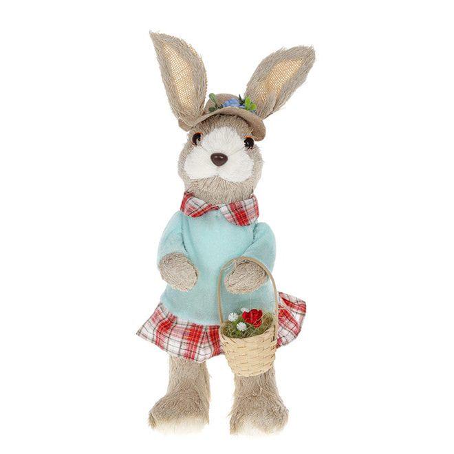 Декоративная пасхальная фигурка Flora Кролик девочка с корзинкой 38 см (42022)
