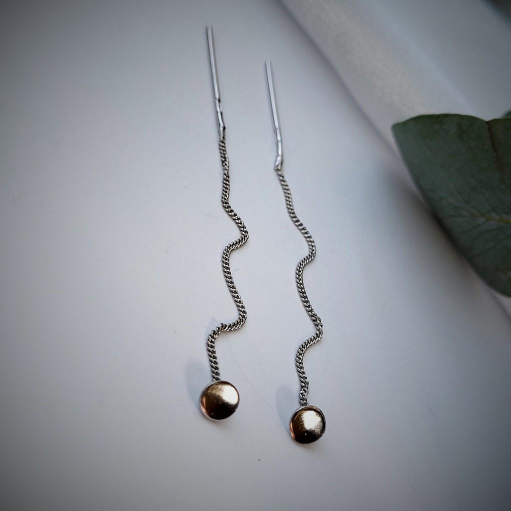 Серьги из серебра Монетки без камней 925 проба покрыты родием 0,90 г (5481/1р)