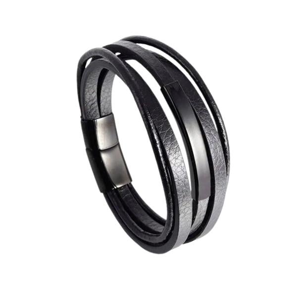 Браслет мужской кожаный Primo Jewelry Punk с магнитной застежкой Black (2026358132)