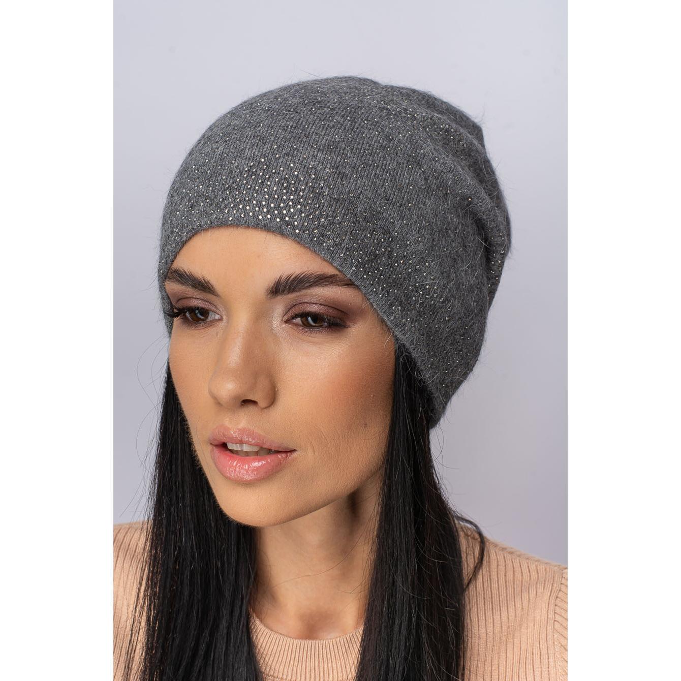 Шапка женская ангоровая Leks Сузирья one size Темно-серый - фото 1
