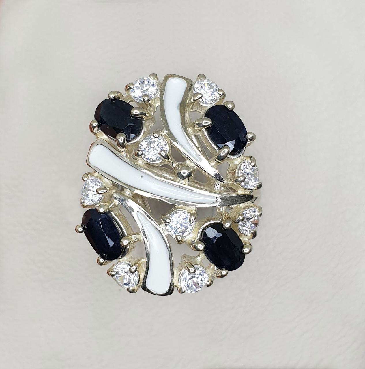 Кольцо серебряное с сапфиром р. 17,5 6,24 г (1401912732)