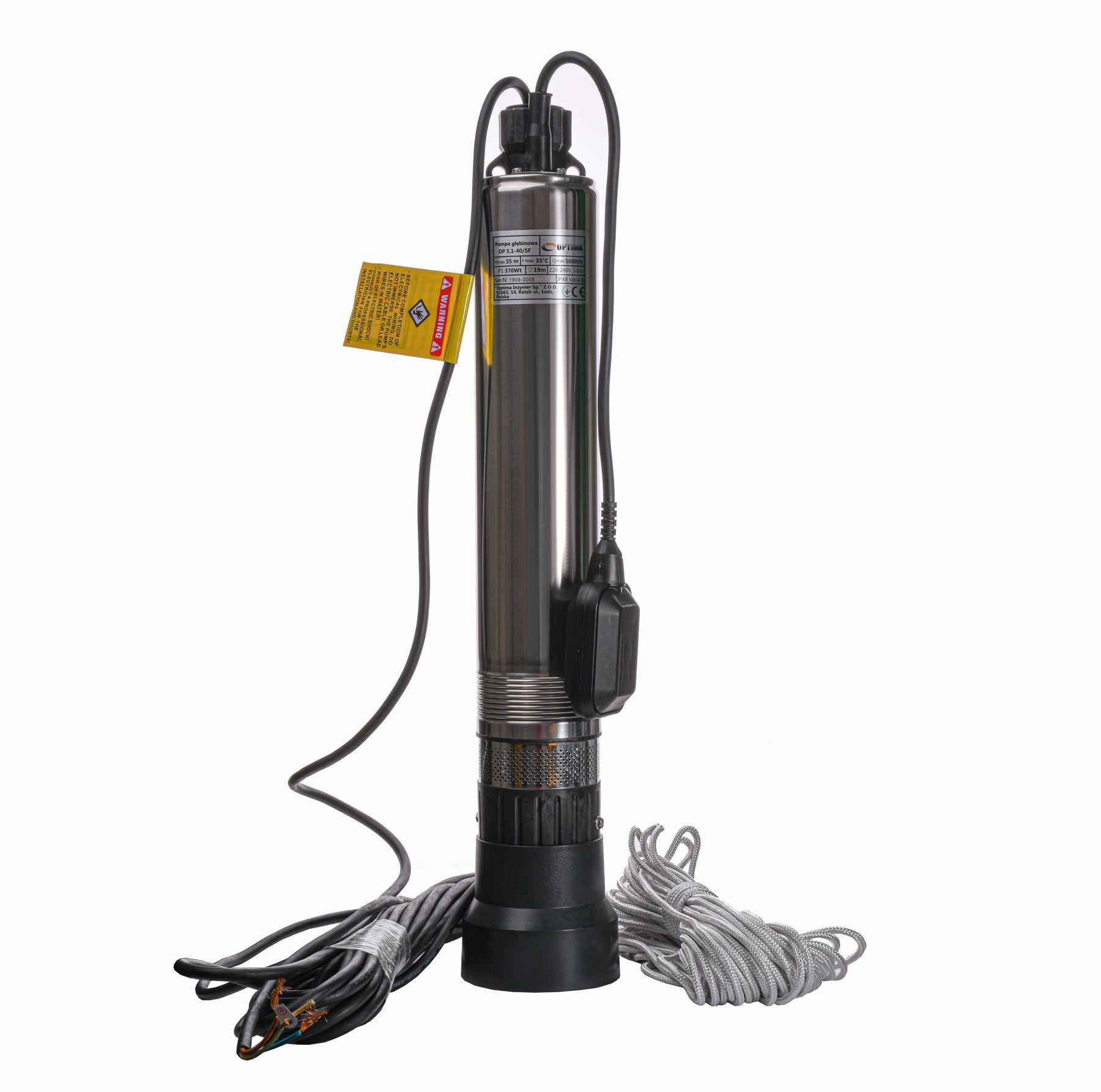 Насос колодязний Optima OP 5,1-40/5 F 0,37 кВт  P max 0,45 кВт з поплавком