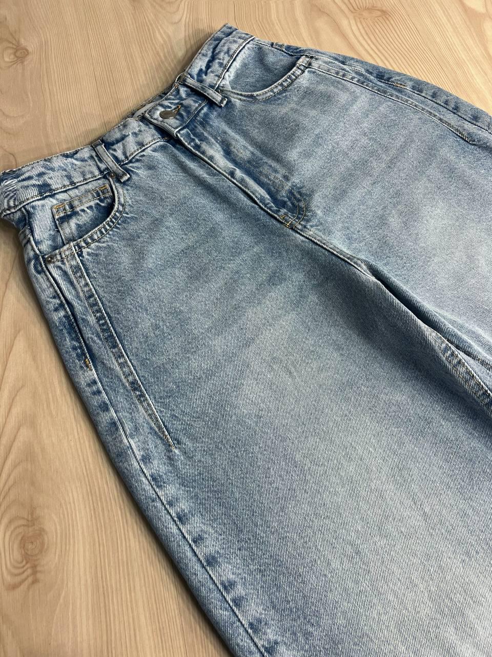 Джинси жіночі ITS Basic 2499-3 Wide Leg jeans з високою талією широкі рівні від стегна з виточками на стегнах р. 34 Блакитний (3918) - фото 4