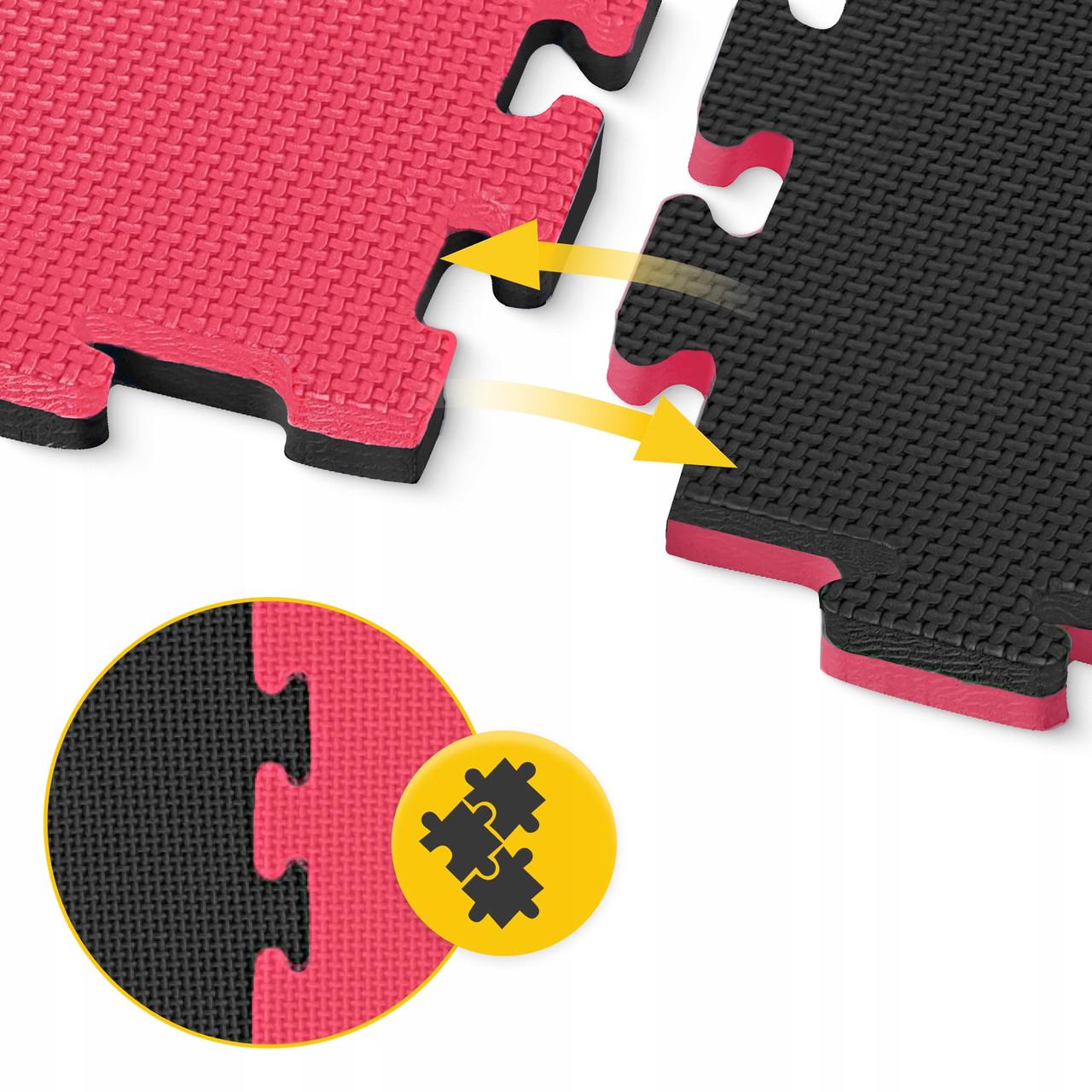 Мат-пазл ластівчин хвіст 4fizjo Mat Puzzle EVA 100х100х2 cм Black/Red (P-5907739310637) - фото 2