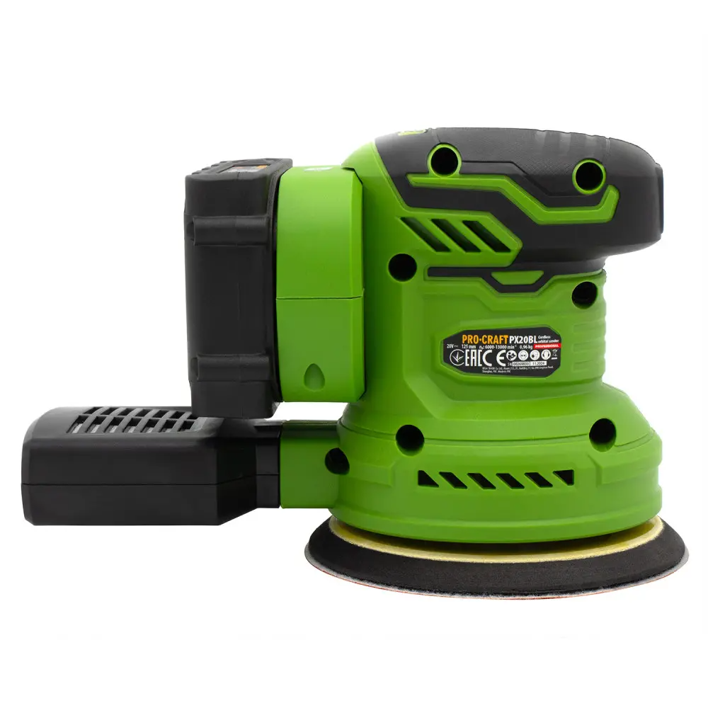 Шлифмашина эксцентриковая бесщеточная Аккумуляторная ProCraft PX20BL без аккумулятора и без зарядного устройств - фото 3 Шлифмашина эксцентриковая бесщеточная Аккумуляторная ProCraft PX20BL без аккумулятора и без зарядного устройств - фото 3