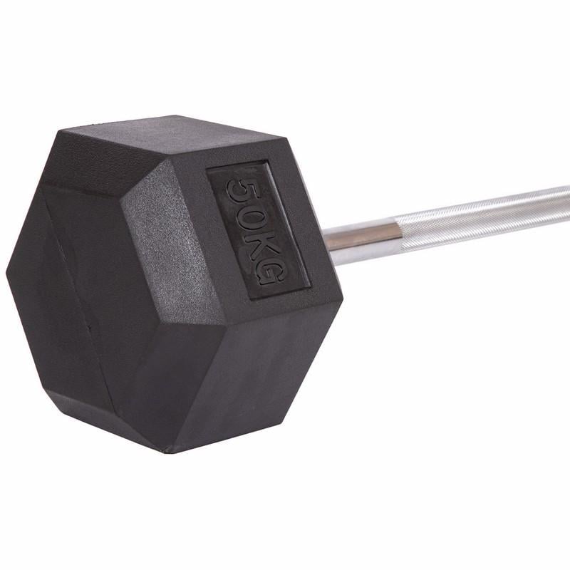 Штанга Zelart Record Rubber Hexagon Barbell фиксированная прямая обрезиненная TA-6230-50 длина 95 см 50 кг (DR002601) - фото 3