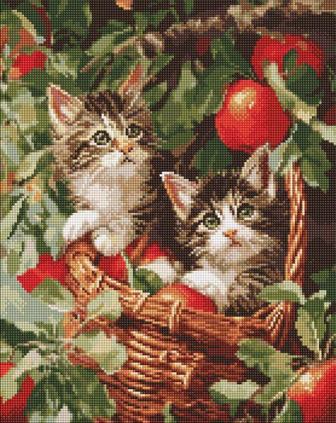 Алмазна мозаїка Коти у кошику art_selena_ua 40х50 см (AMO20277)