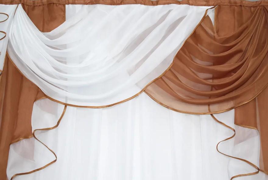 Комплект штор на кухню тюль и ламбрекен 150х170 см Коричневый/Белый (067к) - фото 2 Комплект штор на кухню тюль и ламбрекен 150х170 см Коричневый/Белый (067к) - фото 2