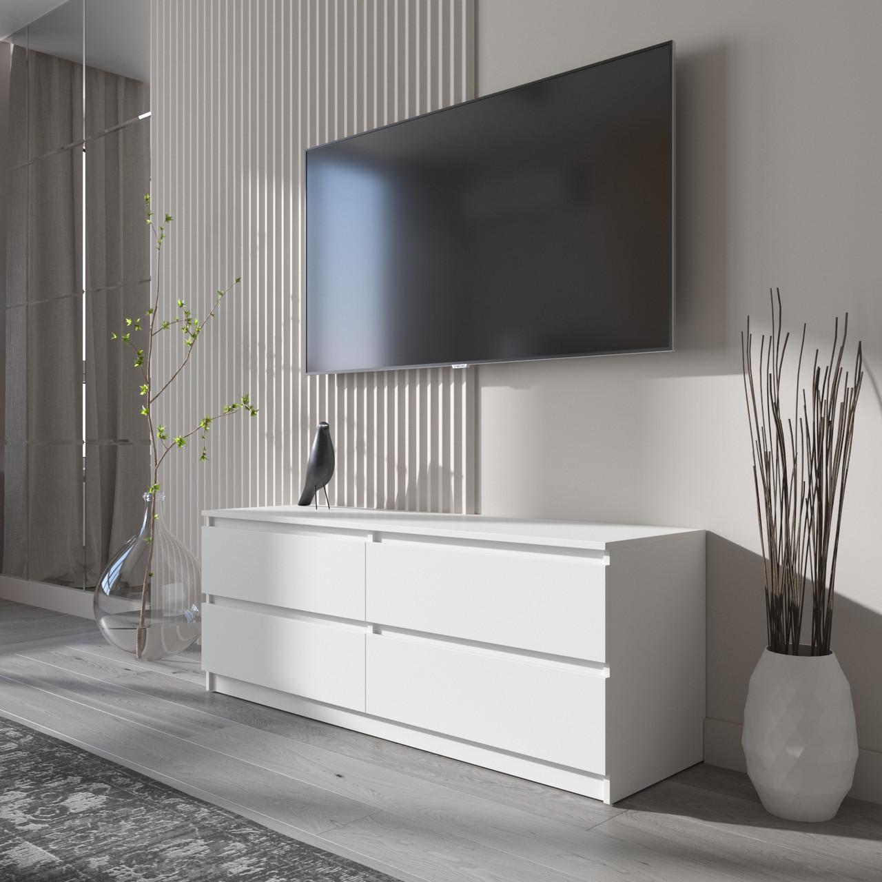 Тумба под телевизор VAYS с 4 ящиками 140х40х53 см Белый (30584438)