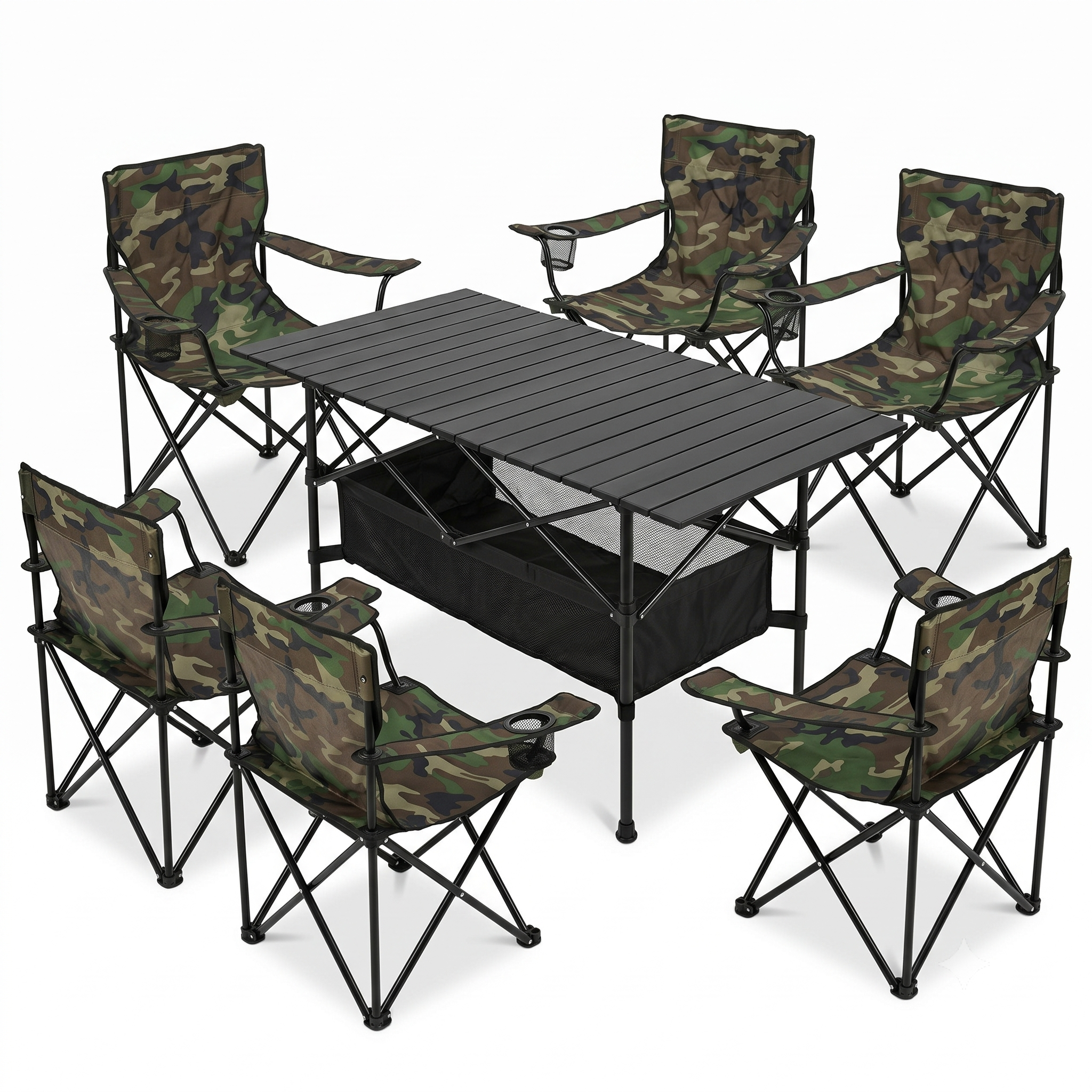 Комплект туристичних меблів LEOBRO стіл 117x55x50 см та 6 крісел Lite Military (35973390)