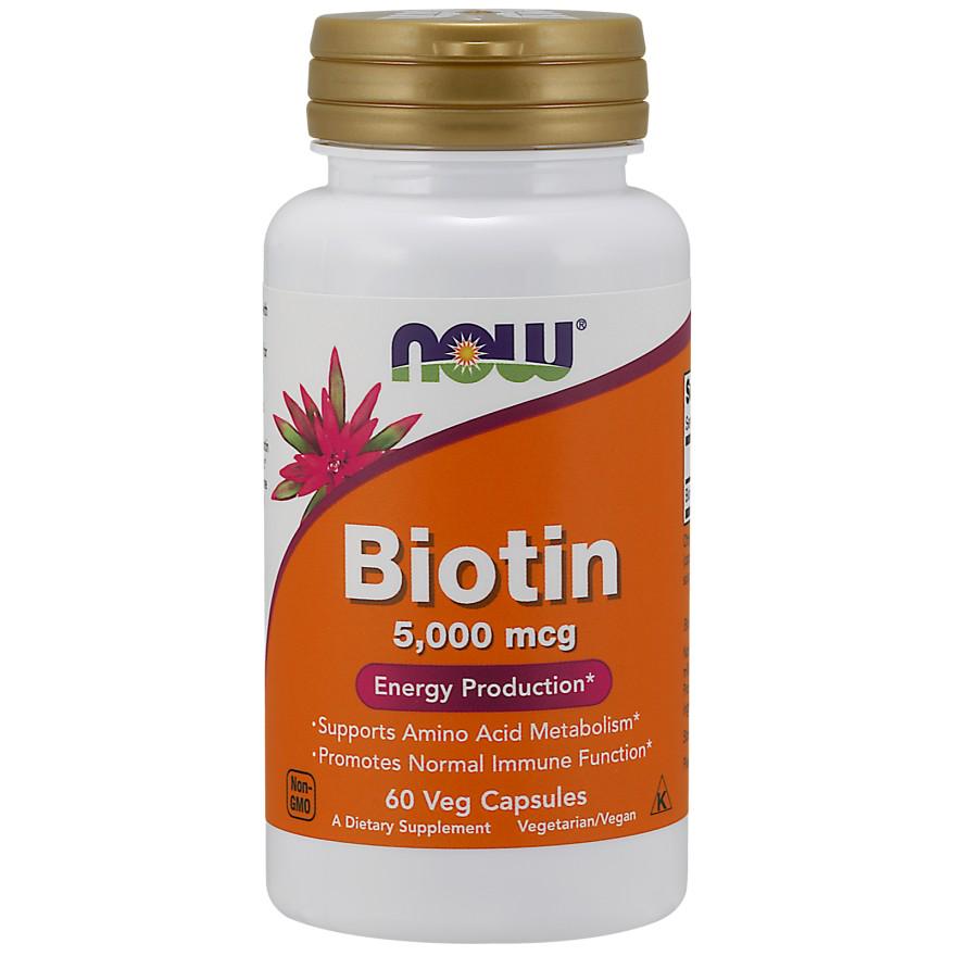 Диетическая добавка Now Biotin 5000 мкг у капсулах №60