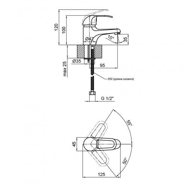 Змішувач Lidz CRM Premiera 41 001 k35 для умивальника - фото 2