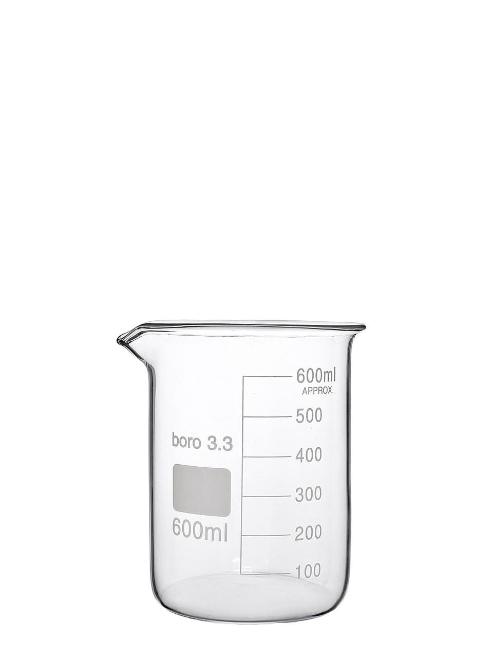 Стакан химический Boro 3.3 низкий с метками и носиком 600 мл (879576416)