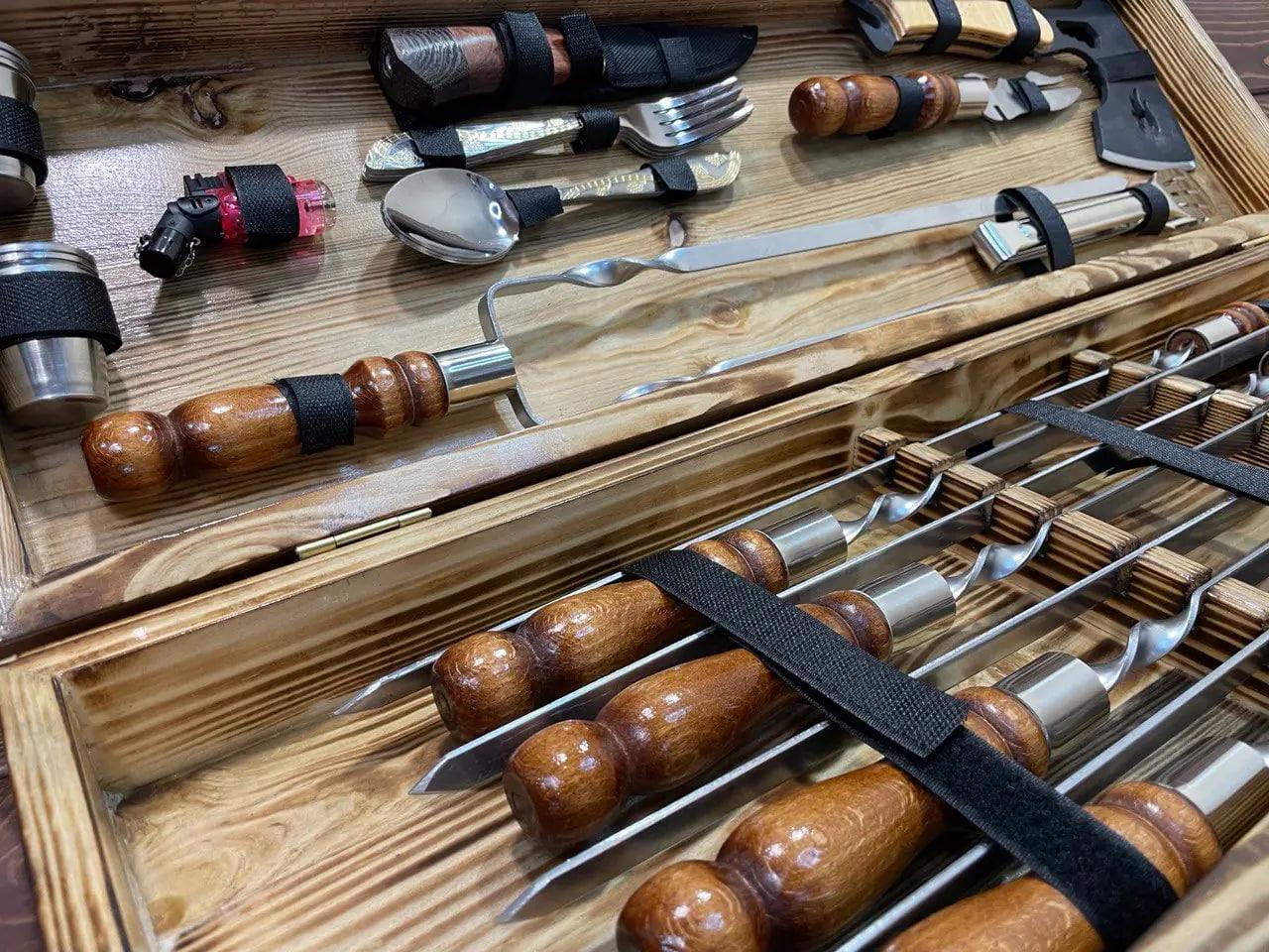 Подарунковий набір шампурів для барбекю і гриля Хижак №3-1 (10644962) - фото 4 Подарунковий набір шампурів для барбекю і гриля Хижак №3-1 (10644962) - фото 4