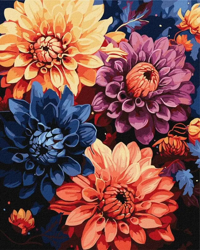Картина по номерам Идейка Красочные георгины 40x50 см (KH3248)