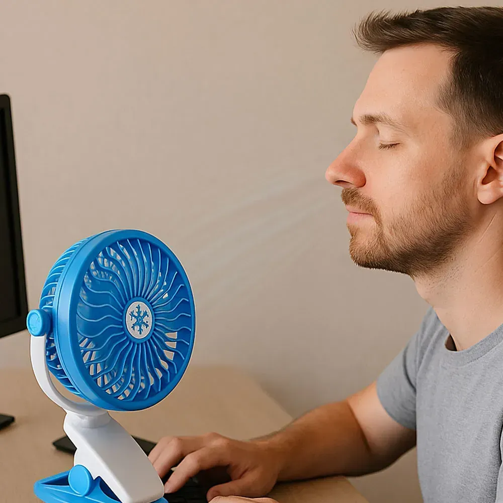 Вентилятор мини аккумуляторный LY-582 с прищепкой и USB для дома/офиса/путешествий (6-18-205733) - фото 4 Вентилятор мини аккумуляторный LY-582 с прищепкой и USB для дома/офиса/путешествий (6-18-205733) - фото 4