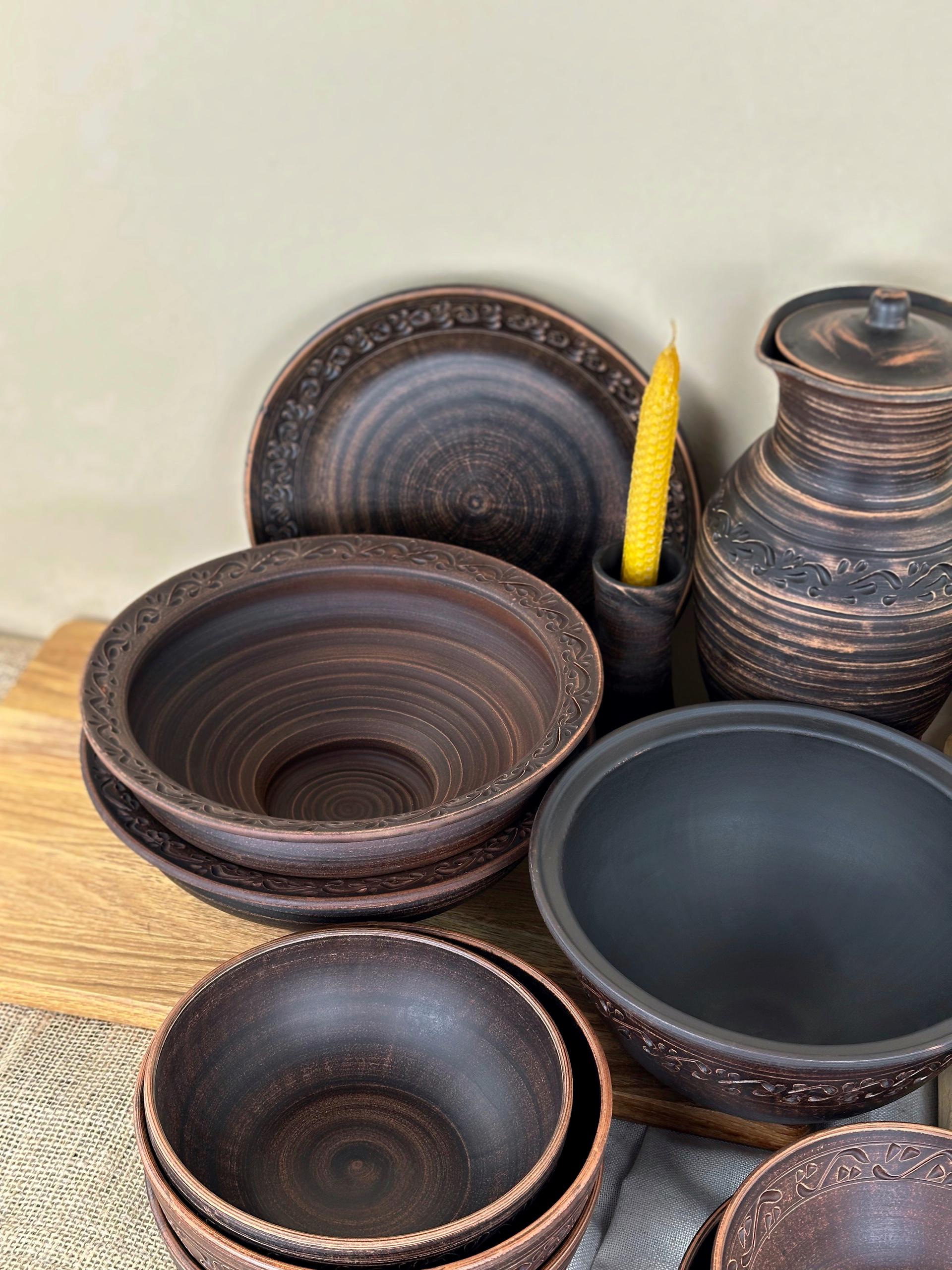 Набор керамической глиняной посуды Рождественский Двенадцать блюд большой декор (3129-4) - фото 4