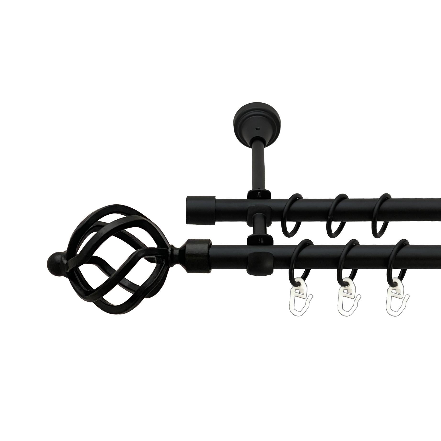 Карниз металлический Orvit Ажур двухрядный открытый/гладкая труба/кольцо металлическое Черный Бархат 16/16 мм 160 см (00-00020981)