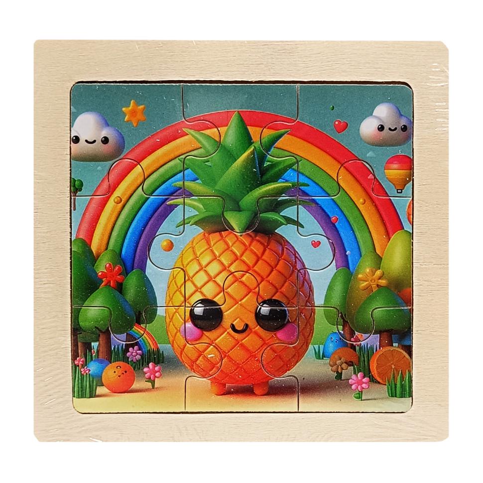 Пазл-вкладиш дерев'яний дитячий Ананас MD 1506-24 9 ел. (RLT52739)