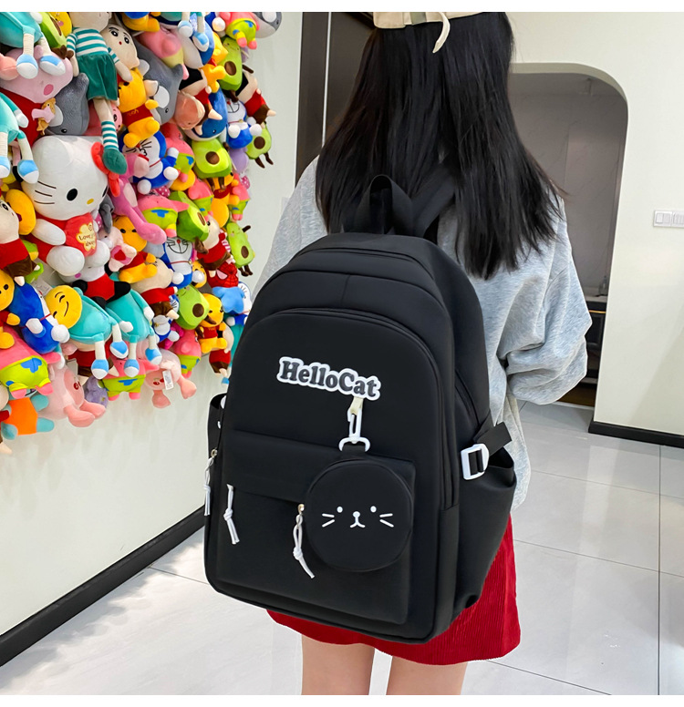Школьный рюкзак для девочки Hello Cat 5в1 5-11 класс Черный (27668049) - фото 3