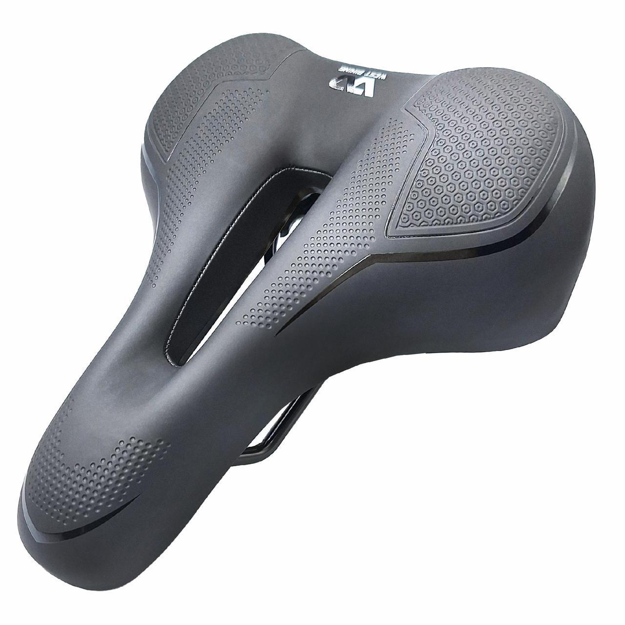Седло велосипедное West biking YP0801153 широкое амортизационное с вентиляционным отверстием 25,5х22,5 см Черный (G0001279)