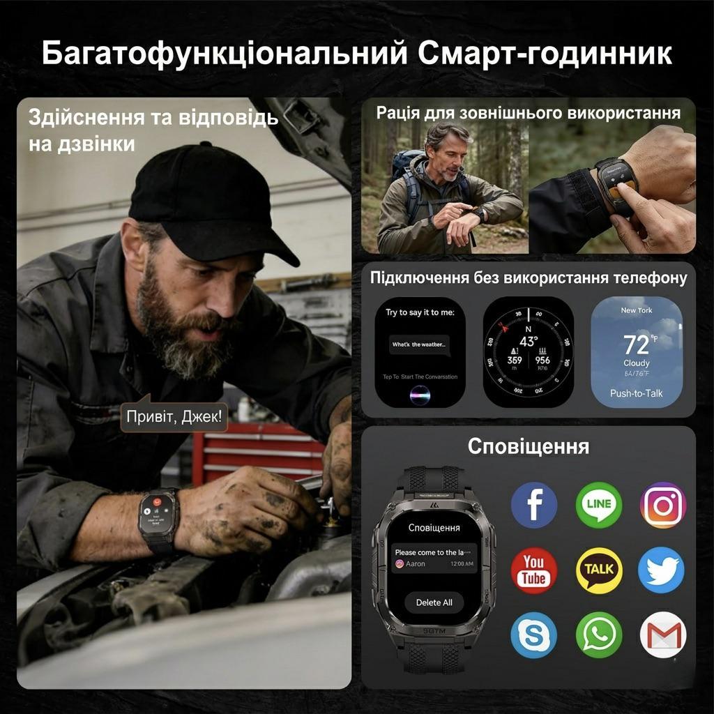 Смарт-часы тактические Kospet Tank M4С Black — фото 10