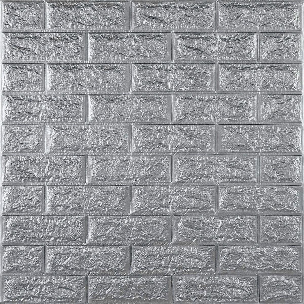 3D-панель самоклеюча Цегла 017-7 700х770х7 мм Срібний (SW-00000059)