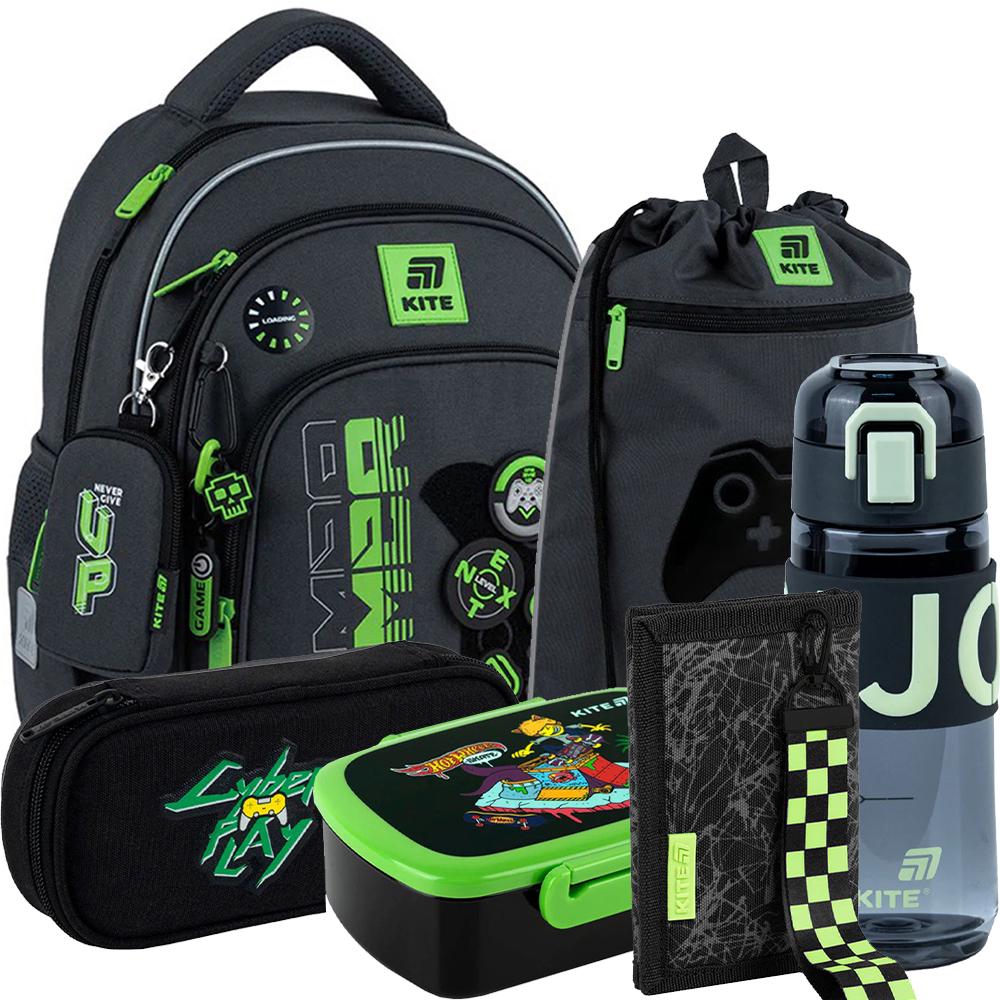 Школьный набор KITE Education Gamer рюкзак/пенал/ланчбокс/бутылка/сумка для обуви/кошелек (206566)