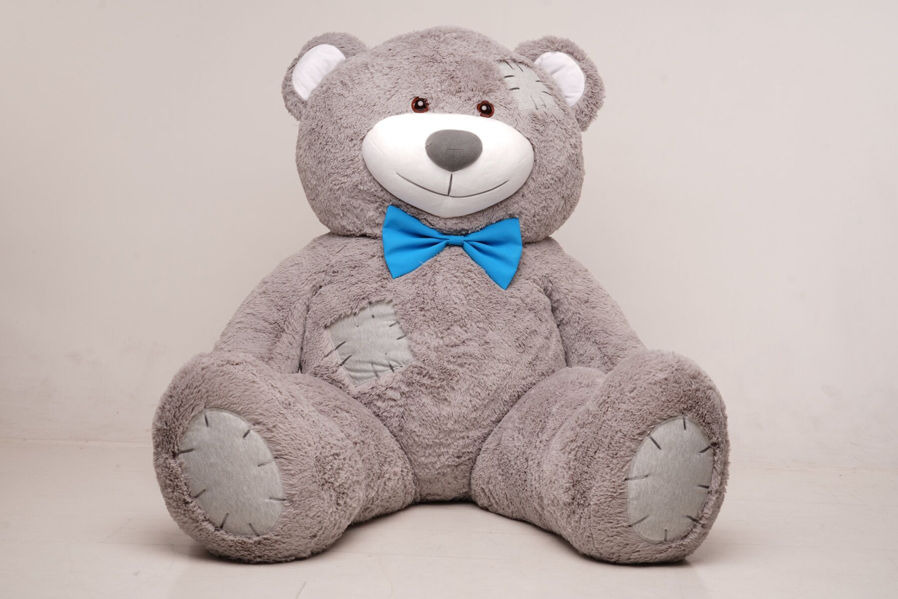 Мишка плюшевый Большой Yarokuz Ричард с латками 200 см Серый