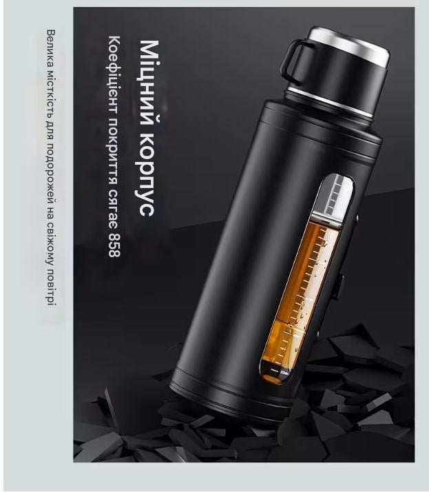 Термос с двойными стенками BPA free прозрачное окно 1500 мл Черный (2831224797) - фото 12 Термос с двойными стенками BPA free прозрачное окно 1500 мл Черный (2831224797) - фото 12