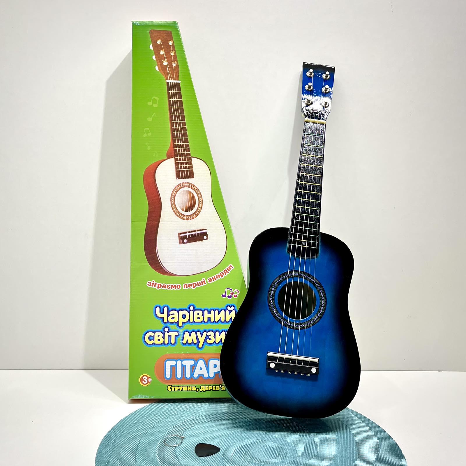 Гитара деревянная детская 6 струн Синий (M 1369) - фото 4 Гитара деревянная детская 6 струн Синий (M 1369) - фото 4