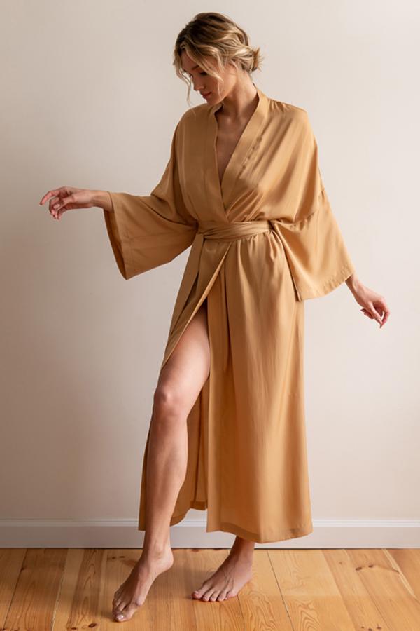 Халат шелковый Forli Desert ONE с хлопком (SL0035-89-04_ONE)
