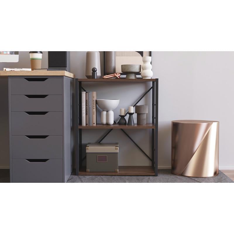 Етажерка Ferrum-decor Konekt 3/60 метал/ДСП Чорний/Дуб сонома трюфель (FRD-104258) - фото 2 Етажерка Ferrum-decor Konekt 3/60 метал/ДСП Чорний/Дуб сонома трюфель (FRD-104258) - фото 2