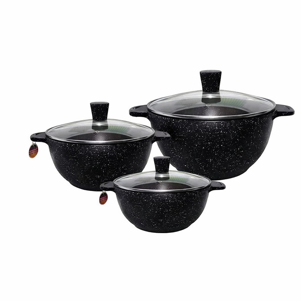 Набір кухонного посуду EB-3985 3 каструлі з індукційним дном Чорний (GR-05794)