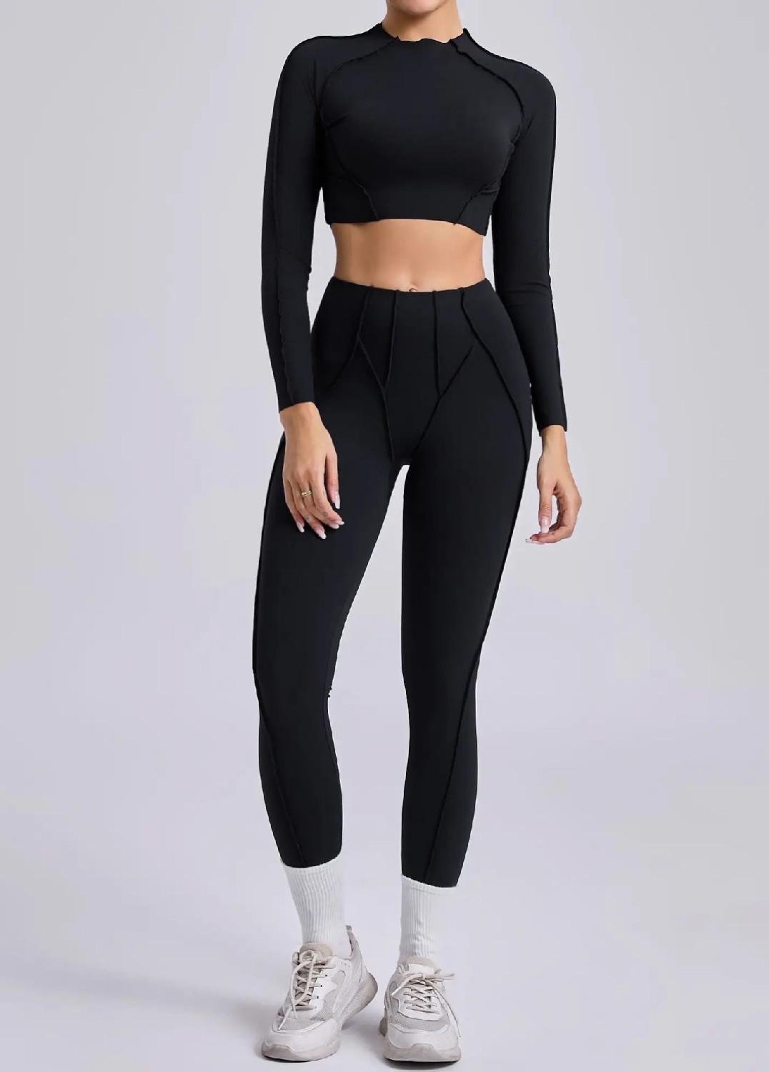 Костюм для фитнеса женский LILAFIT лосины/топ с моделирующими швами S Черный (LFS000163)