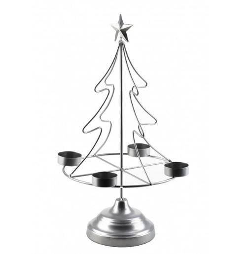 Подсвечник новогодний металлический Santa Lila Серебряный (35705)