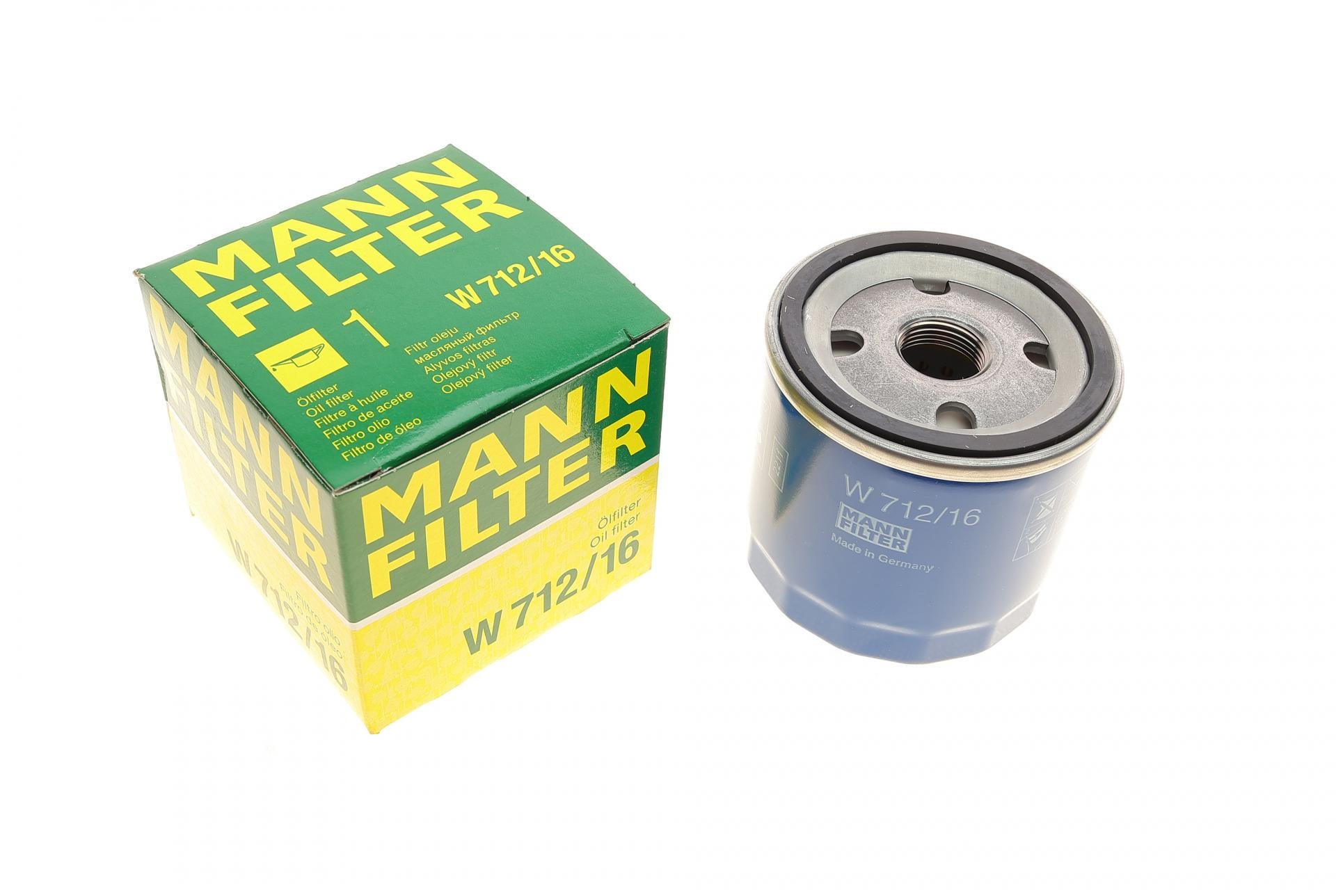 Фильтр масляный Mann-Filter для Fiat Doblo 1,2 00-03/Punto 1,8 99-12/Bravo 1,8GT/2,0HGT 95-01 (W 712/16)