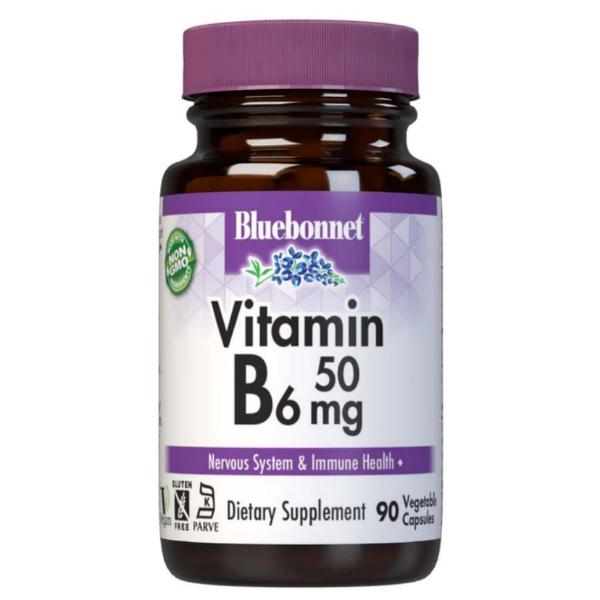 Пиридоксин Bluebonnet Nutrition Vitamin B6 50 мг 90 вегетерианских капс. (000021599)