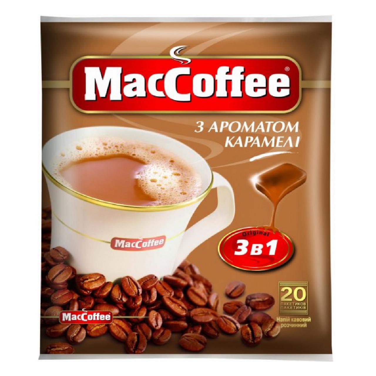 Кофейный напиток MacCoffee 3в1 с ароматом карамели 18 г 20 шт. - фото 1