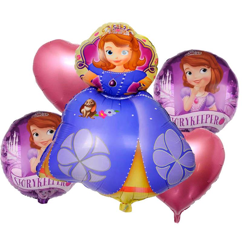 Шарики фольгированные Принцесса София 5 шт. (208)