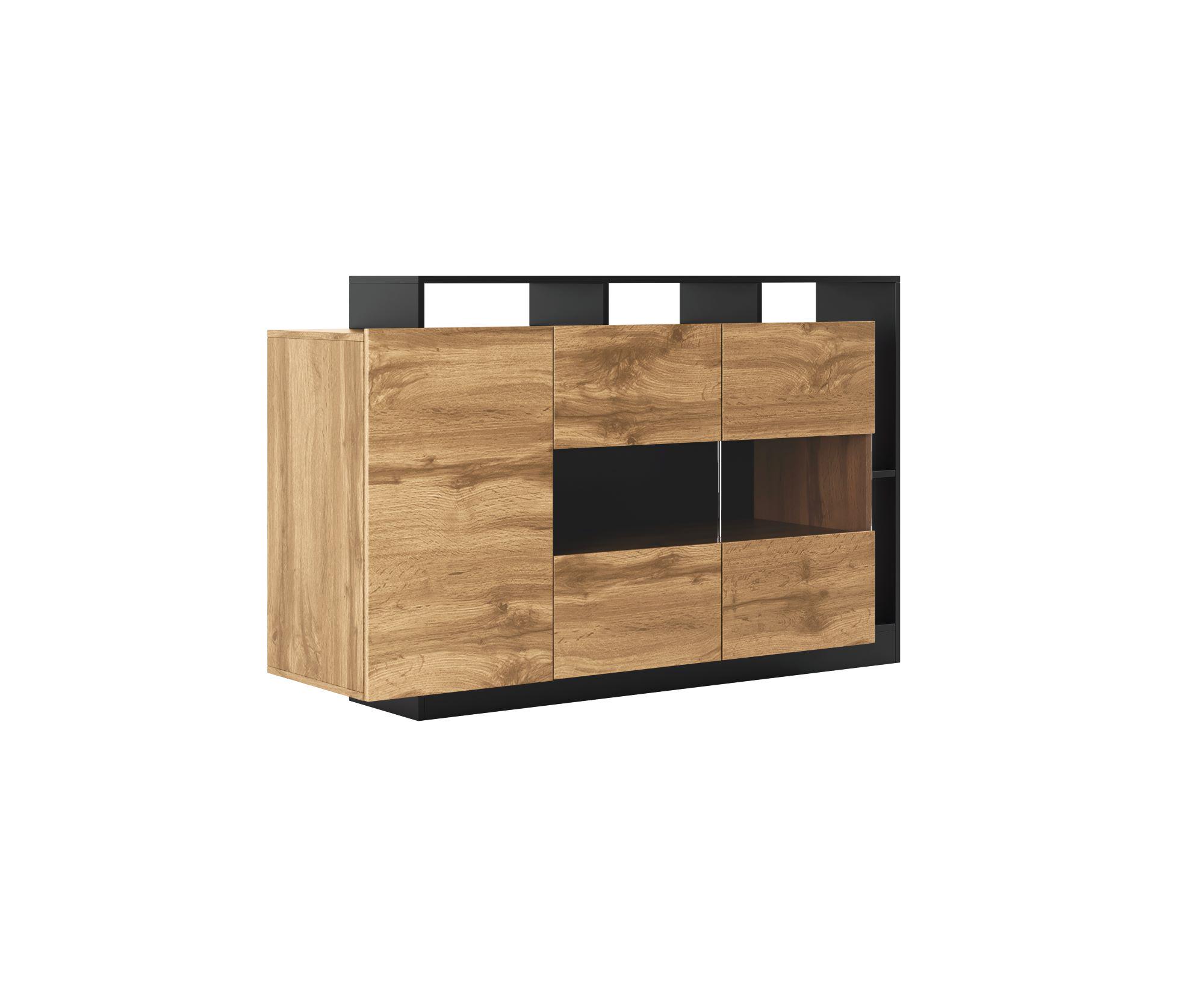 Тумба Світ меблів Калиста 3ДСК из ДСП/стекла Дуб Аппалачи/Антрацит (51757)