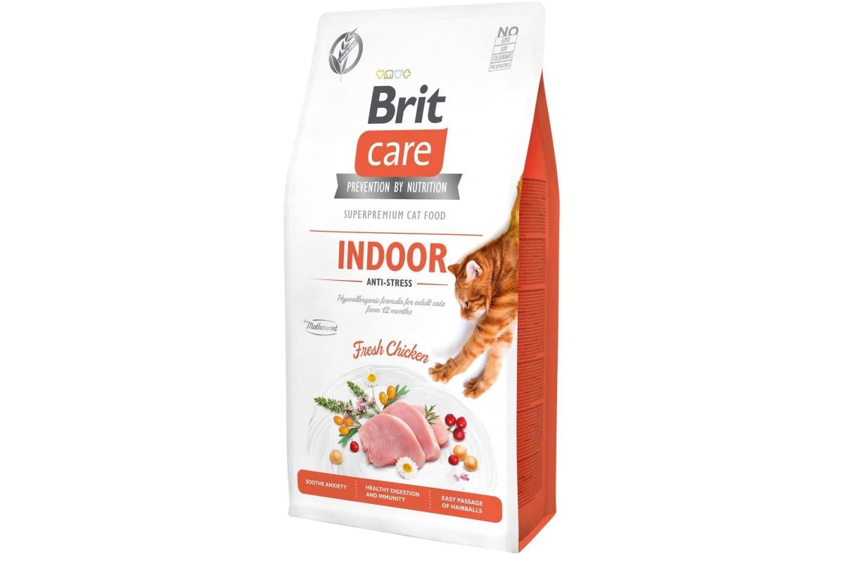 Сухой корм Brit Care Cat GF Indoor Anti-stress для кошек живущих в помещении 7 кг