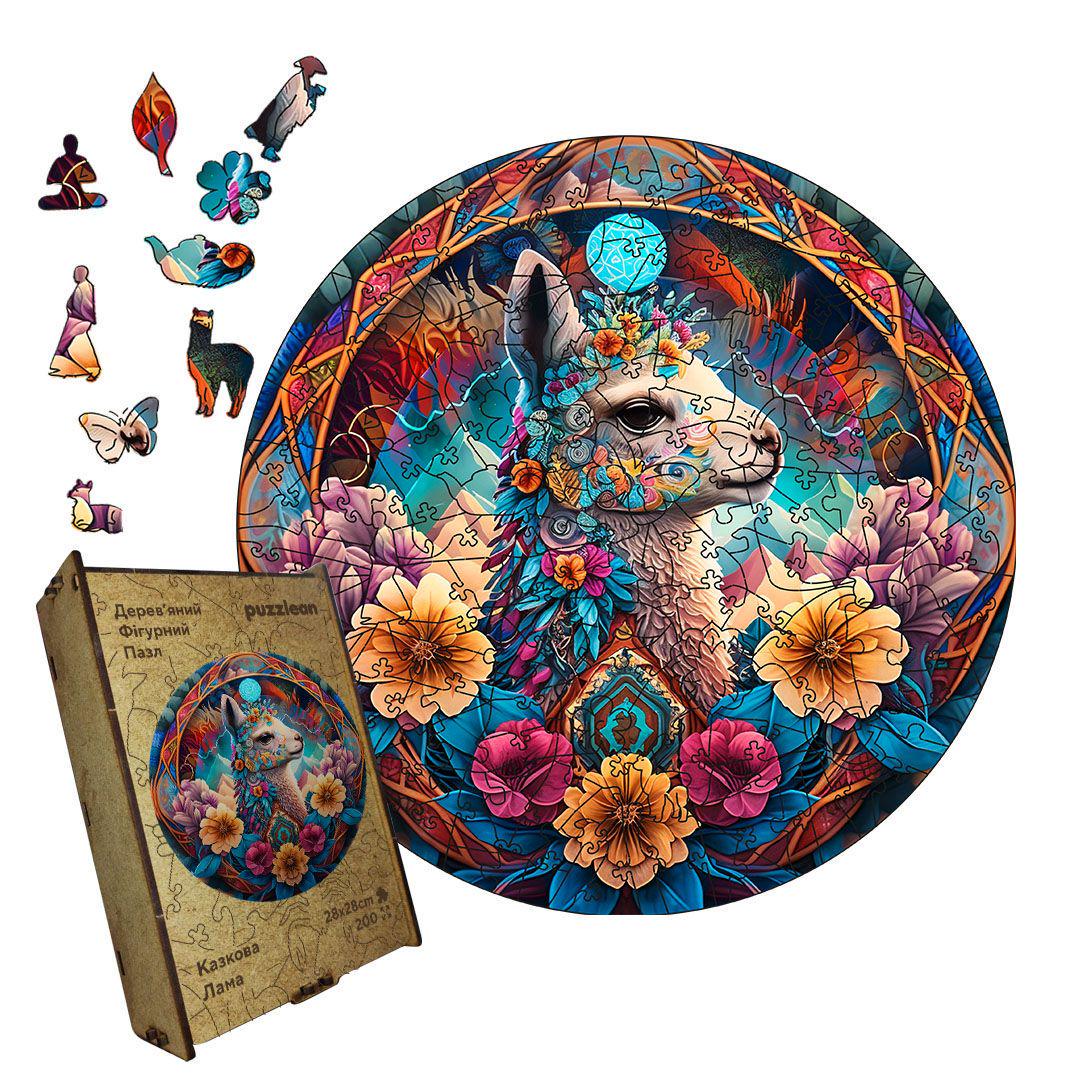 Пазл дерев'яний Казкова Лама А5 дерев'яна коробка 35 елементів Пазл дерев'яний Казкова Лама А5 дерев'яна коробка 35 елементів